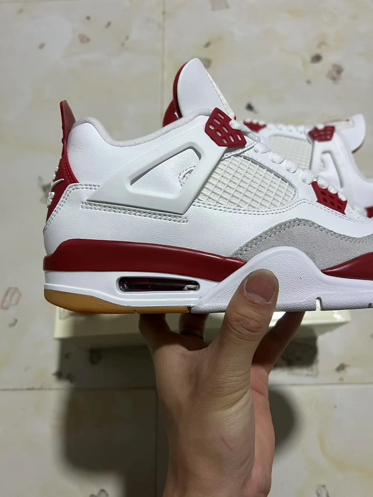 Air Jordan 4 White Red Gum Basketball Shoes 7