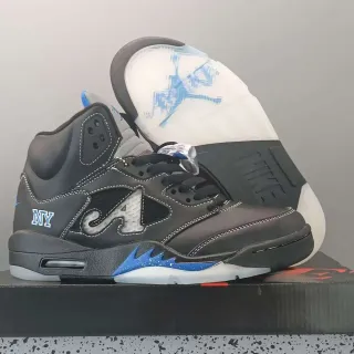 Air Jordan 5 Black Blue NY Basketball Shoes