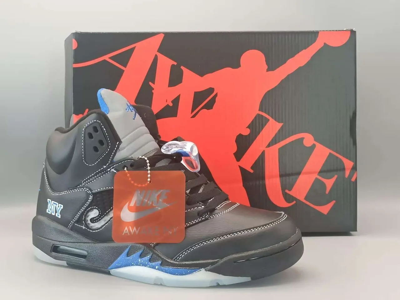 Air Jordan 5 Black Blue NY Basketball Shoes 6