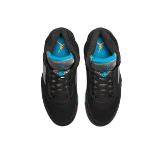 Air Jordan 5 Black Light Blue Silver Gold Basketball Shoes 5