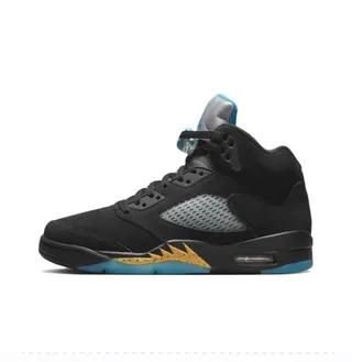 Air Jordan 5 Black Light Blue Silver Gold Basketball Shoes 6