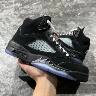 Air Jordan 5 Black Silver Icy Blue Basketball Shoes