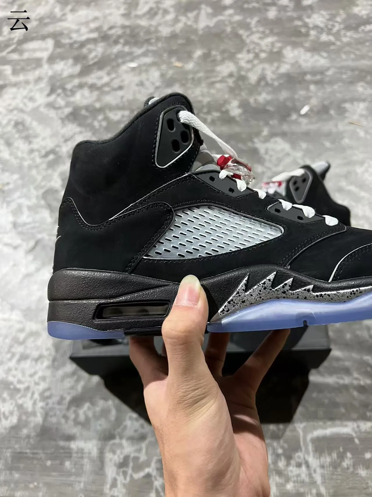 Air Jordan 5 Black Silver Icy Blue Basketball Shoes 7