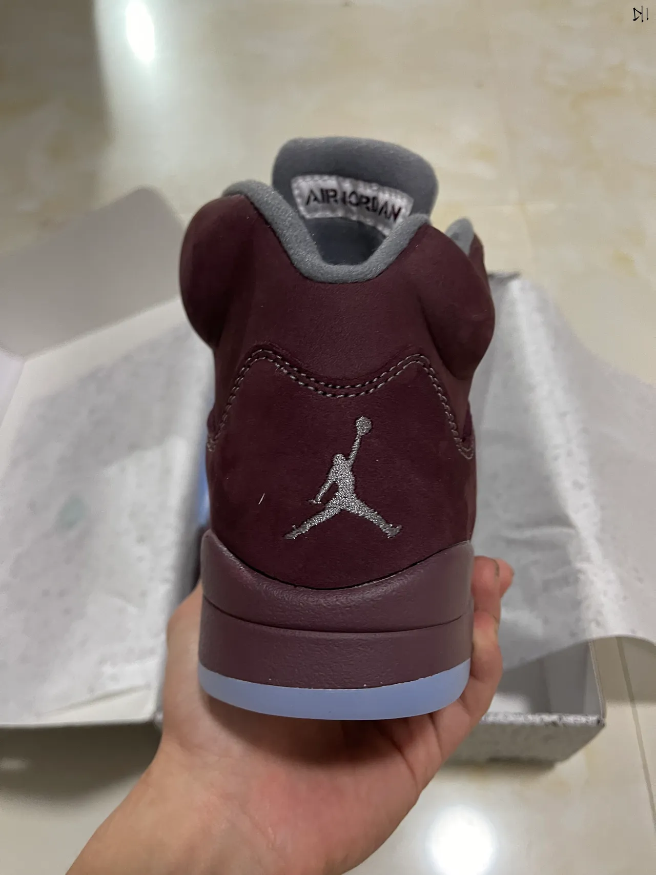 Air Jordan 5 Burgundy Gray High-Top Suede Upper Basketball Shoes 7