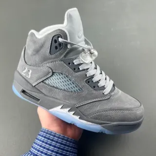 Air Jordan 5 Gray Light Blue Basketball Shoes