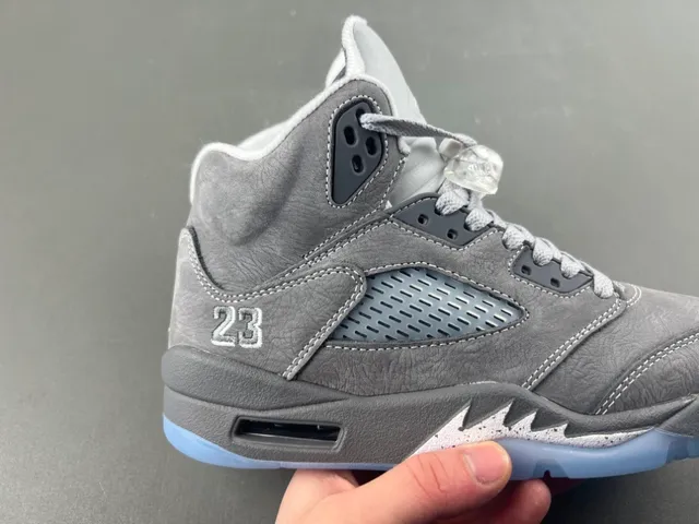 Air Jordan 5 Gray Light Blue Basketball Shoes 3