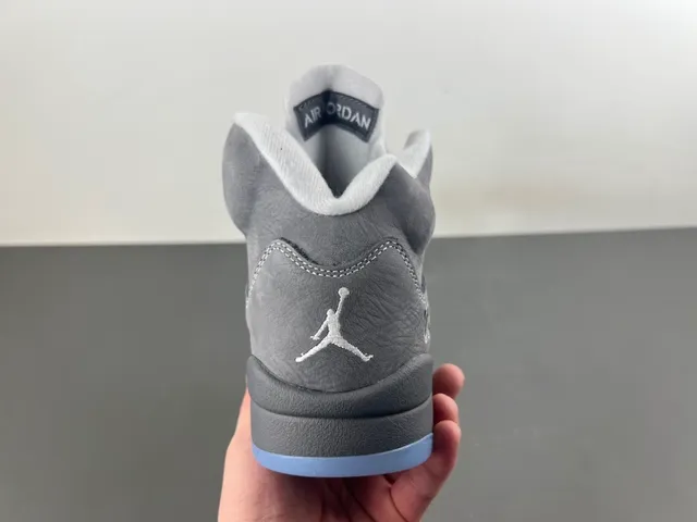 Air Jordan 5 Gray Light Blue Basketball Shoes 4