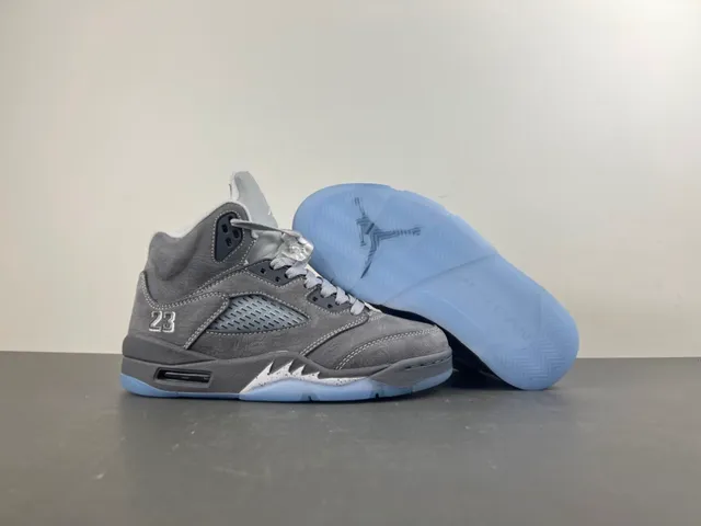 Air Jordan 5 Gray Light Blue Basketball Shoes 13