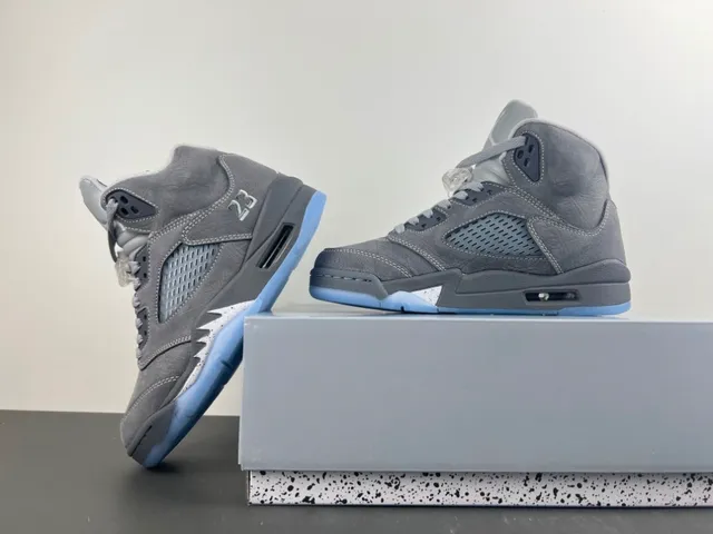 Air Jordan 5 Gray Light Blue Basketball Shoes 15