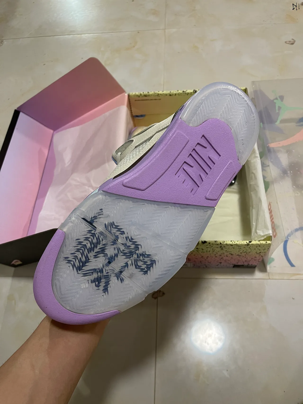 Air Jordan 5 Off-White Purple Accent Basketball Shoes 5