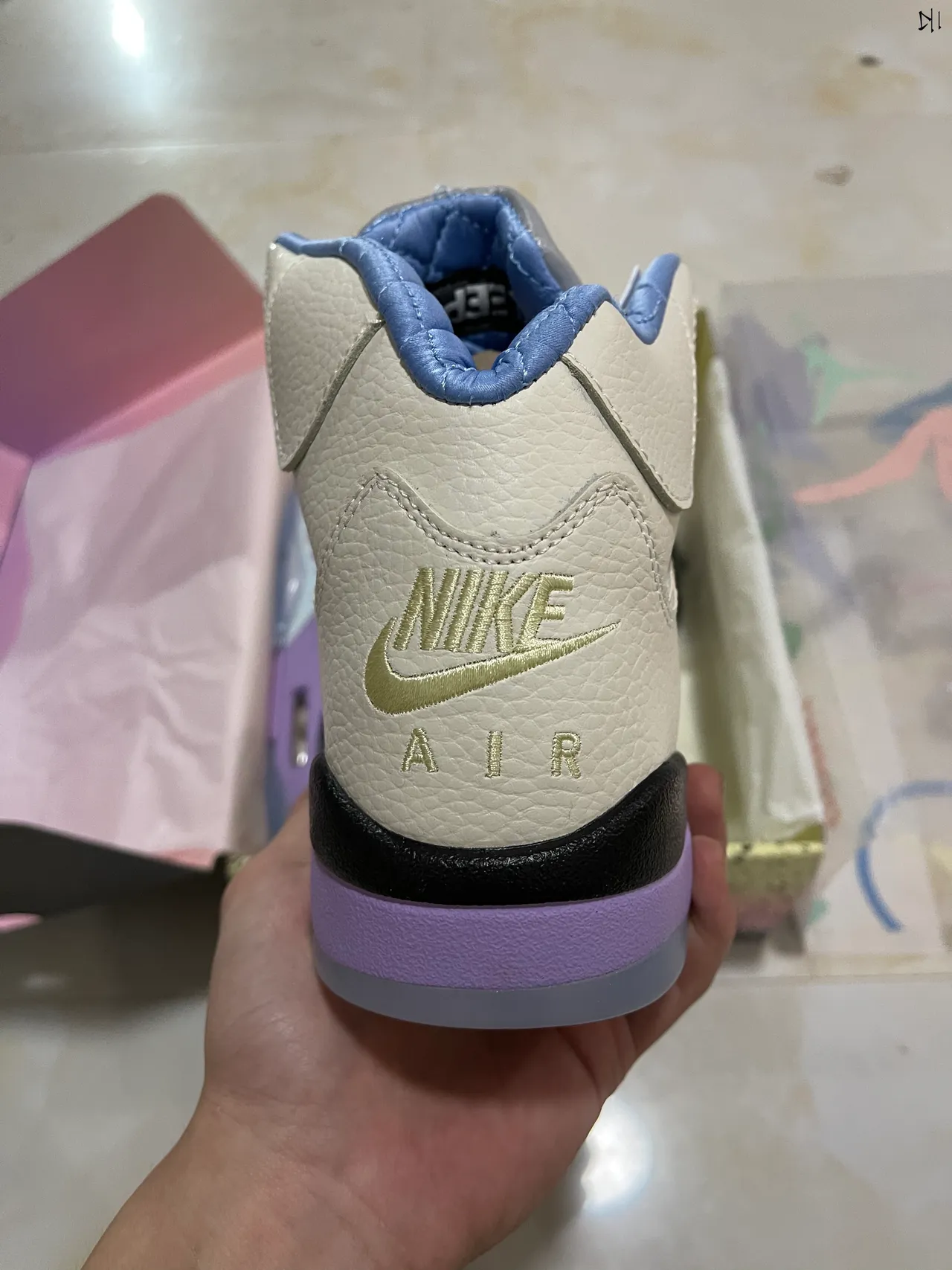 Air Jordan 5 Off-White Purple Accent Basketball Shoes 6
