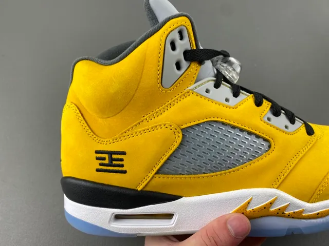 Air Jordan 5 Yellow Black White Basketball Shoes 3