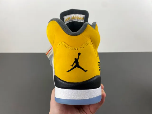 Air Jordan 5 Yellow Black White Basketball Shoes 4