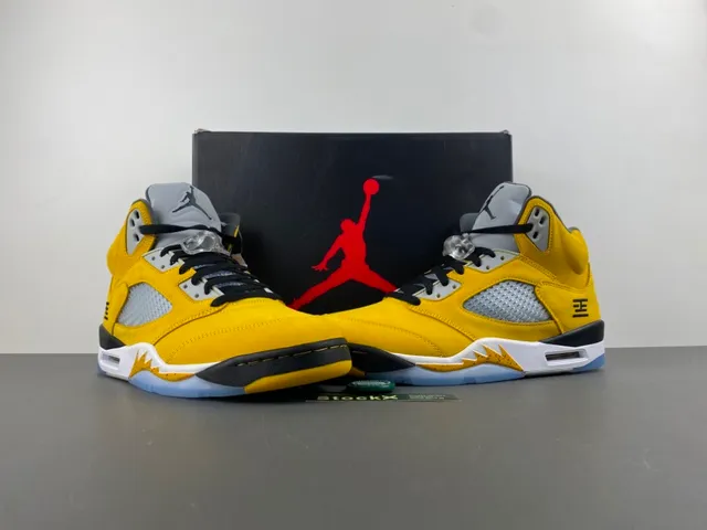 Air Jordan 5 Yellow Black White Basketball Shoes 14
