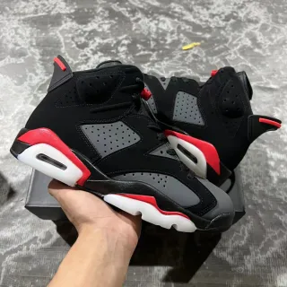 Air Jordan 6 Preto Vermelho Cinza Branco Tênis de Basquete