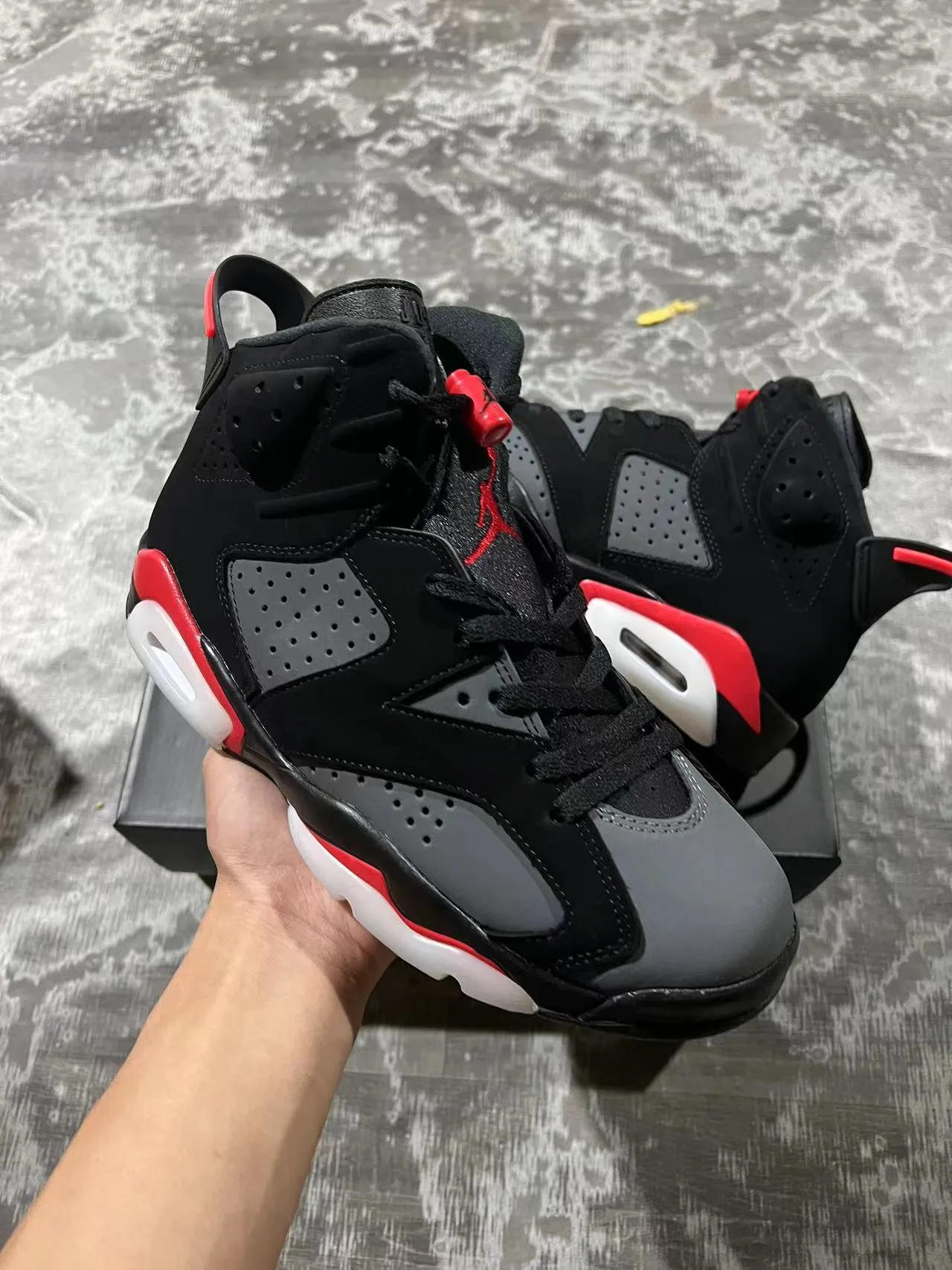 Air Jordan 6 Preto Vermelho Cinza Branco Tênis de Basquete 2
