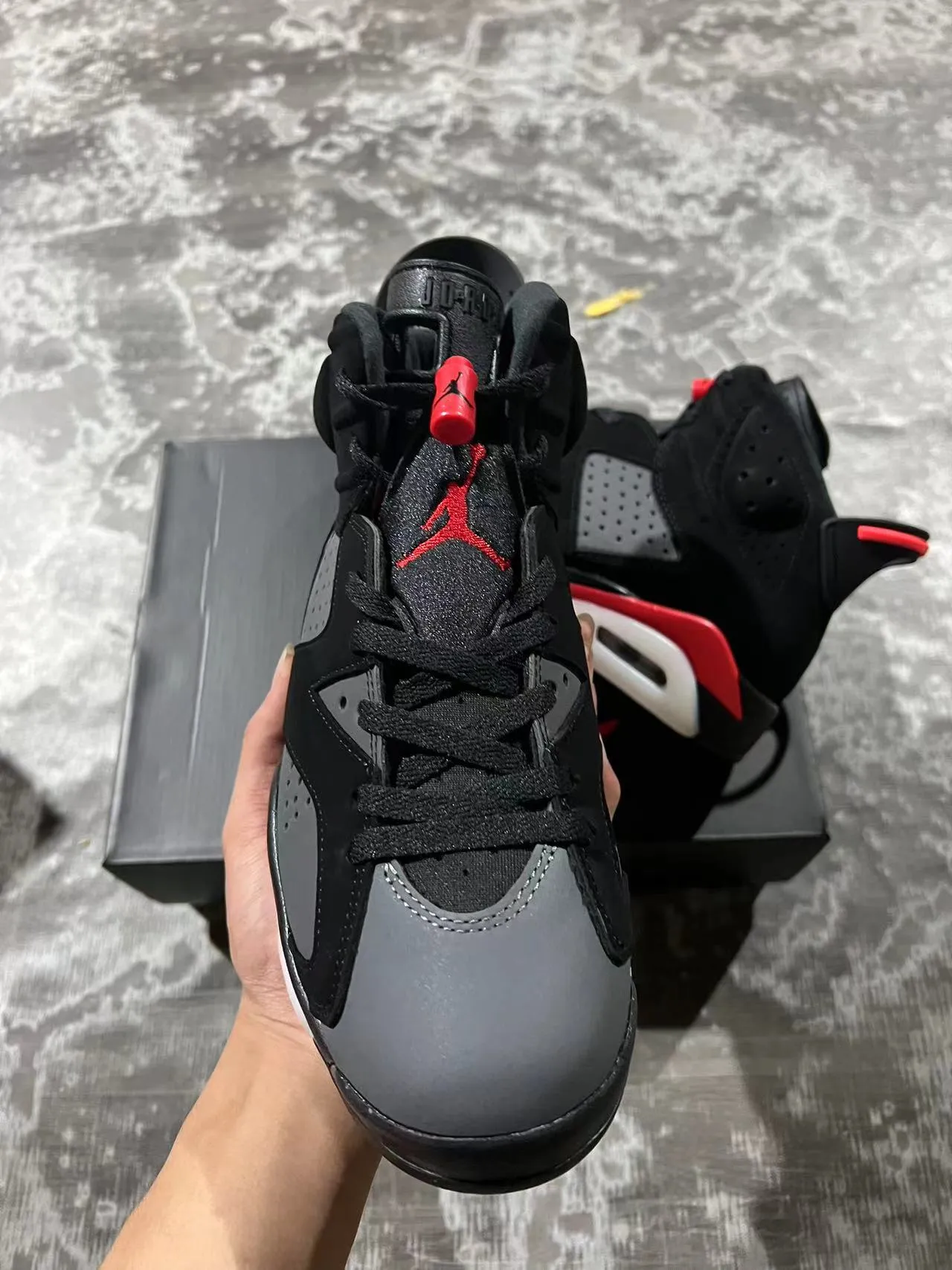 Air Jordan 6 Preto Vermelho Cinza Branco Tênis de Basquete 3