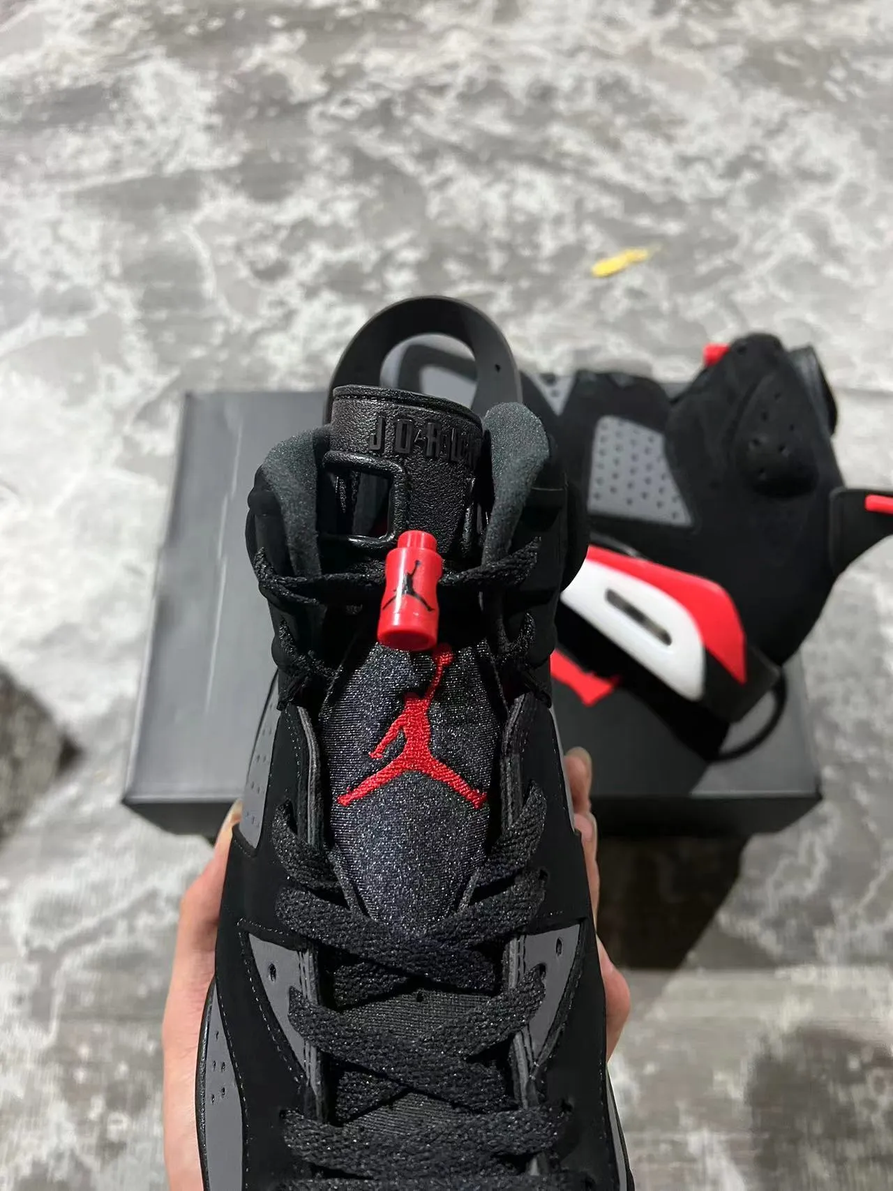 Air Jordan 6 Preto Vermelho Cinza Branco Tênis de Basquete 4