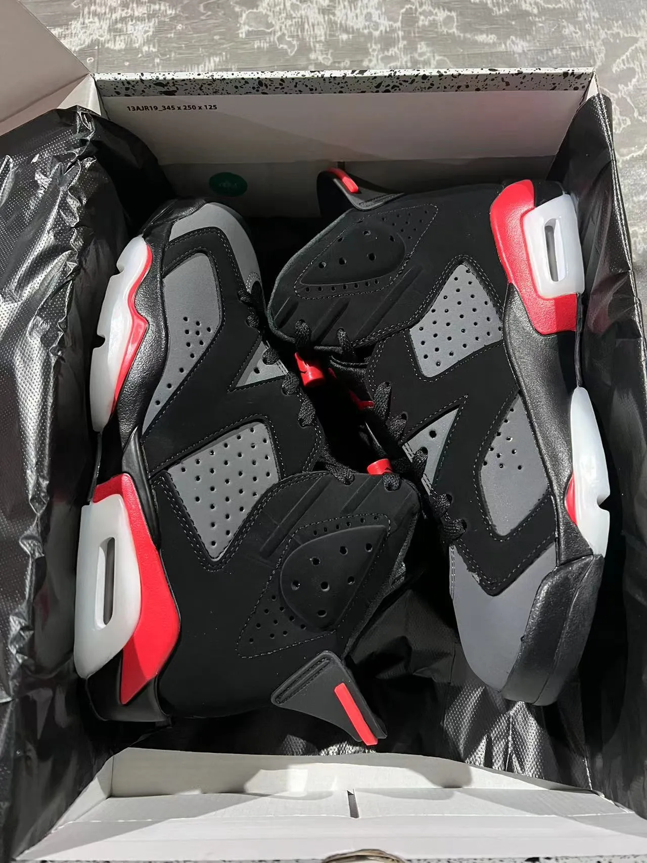 Air Jordan 6 Preto Vermelho Cinza Branco Tênis de Basquete 9