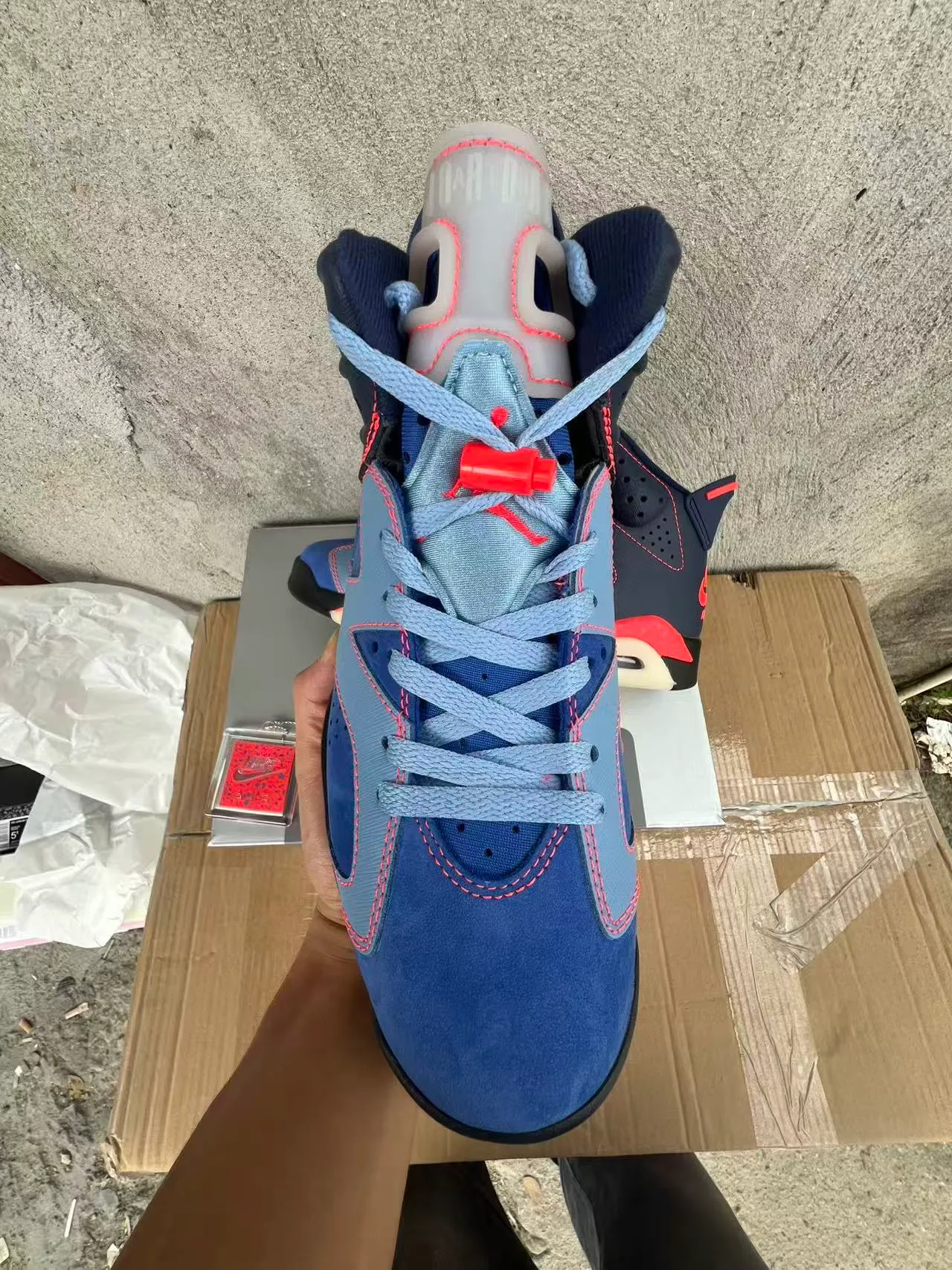 Air Jordan 6 Navy Light Blue Red Basketball Shoes 3