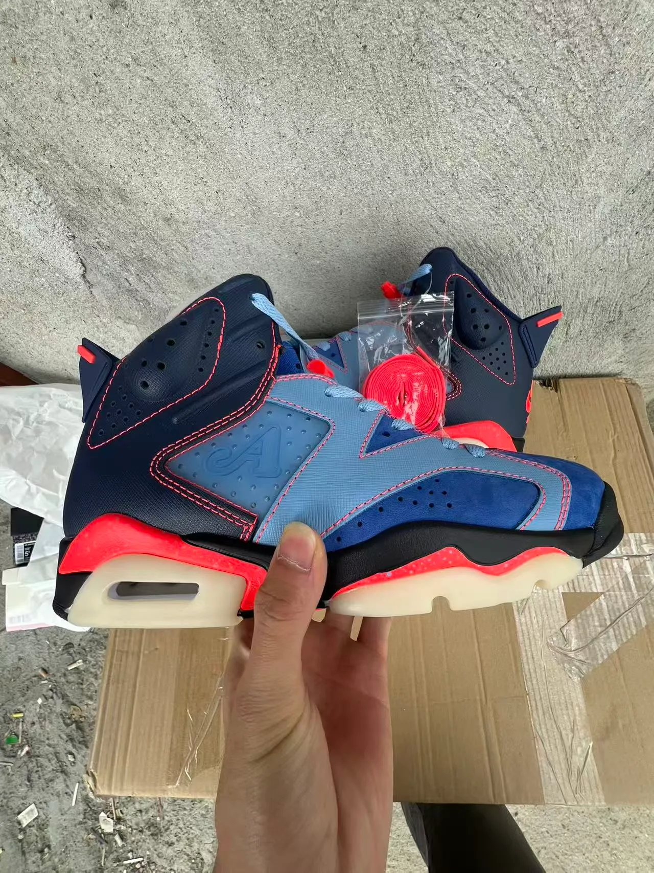 Air Jordan 6 Navy Light Blue Red Basketball Shoes 7