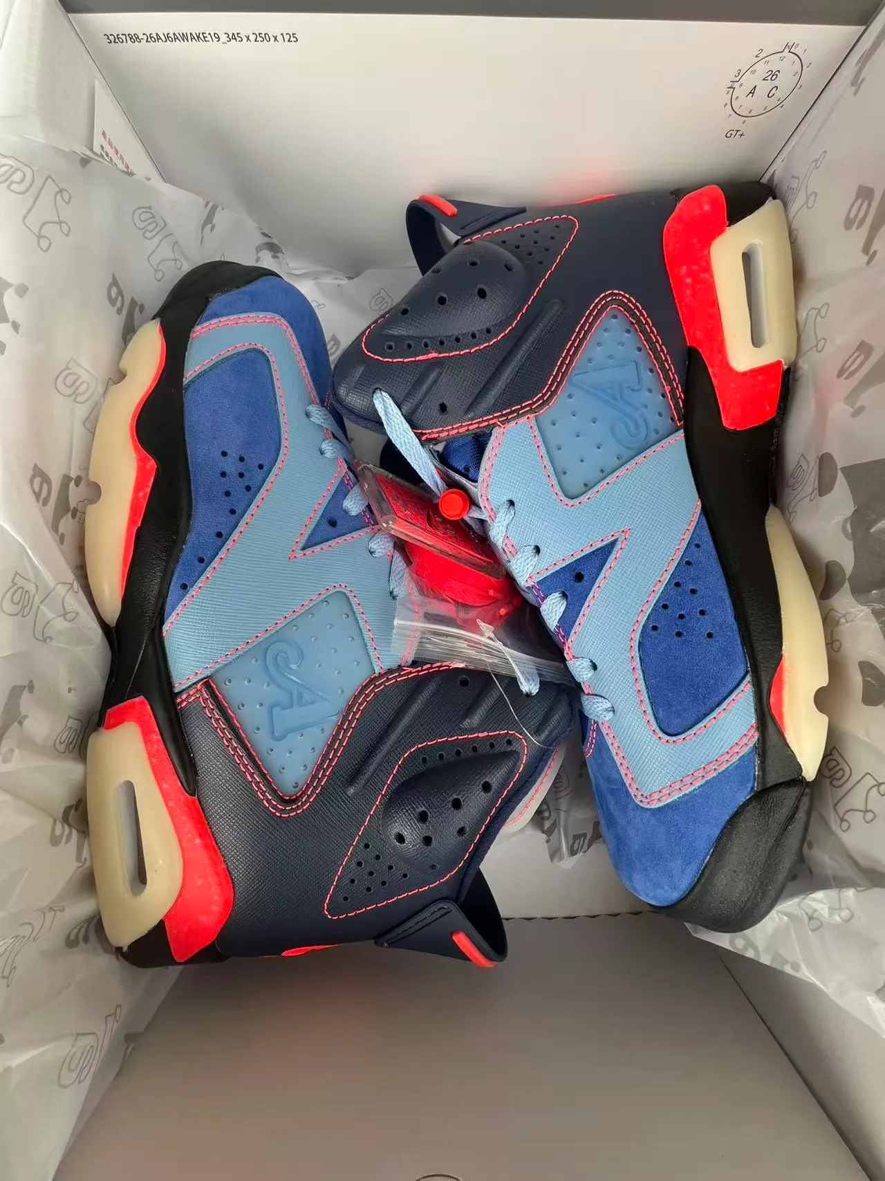 Air Jordan 6 Navy Light Blue Red Basketball Shoes 9