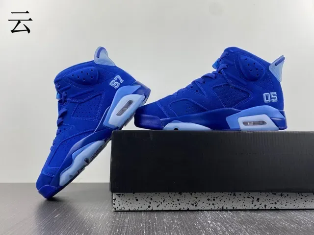 Air Jordan 6 Chaussures de Basketball Bleu Royal et Bleu Clair 5