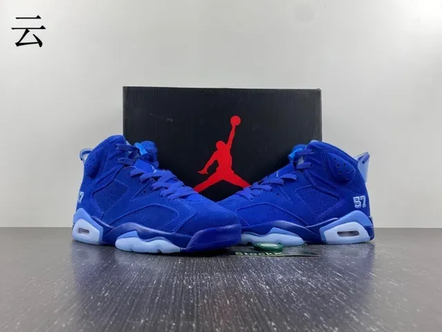 Air Jordan 6 Chaussures de Basketball Bleu Royal et Bleu Clair 6