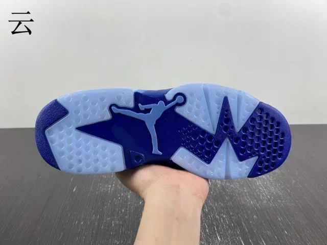 Air Jordan 6 Chaussures de Basketball Bleu Royal et Bleu Clair 7