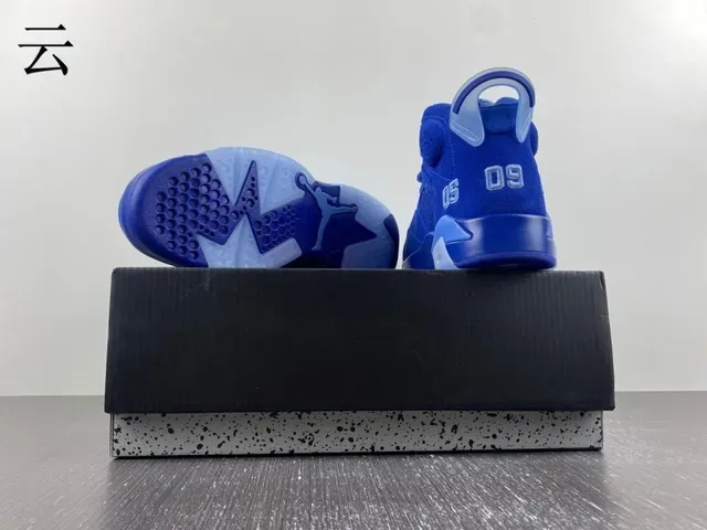 Air Jordan 6 Chaussures de Basketball Bleu Royal et Bleu Clair 14