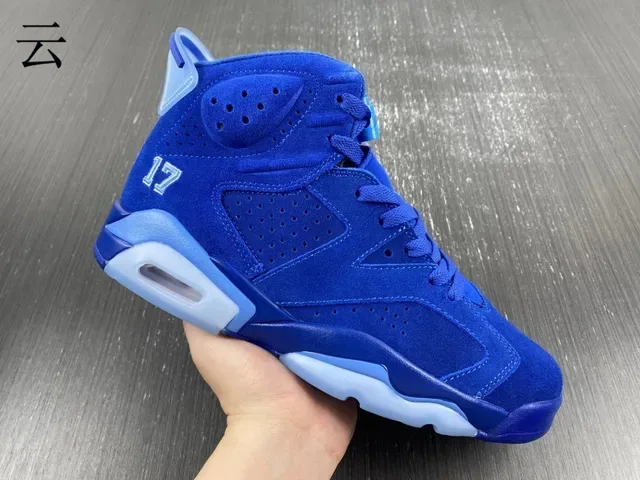 Air Jordan 6 Chaussures de Basketball Bleu Royal et Bleu Clair 15