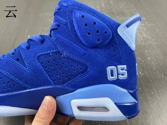 Air Jordan 6 Chaussures de Basketball Bleu Royal et Bleu Clair 16