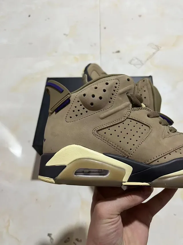 Air Jordan 6 Tan Beige Black Purple Tênis de Basquete 7