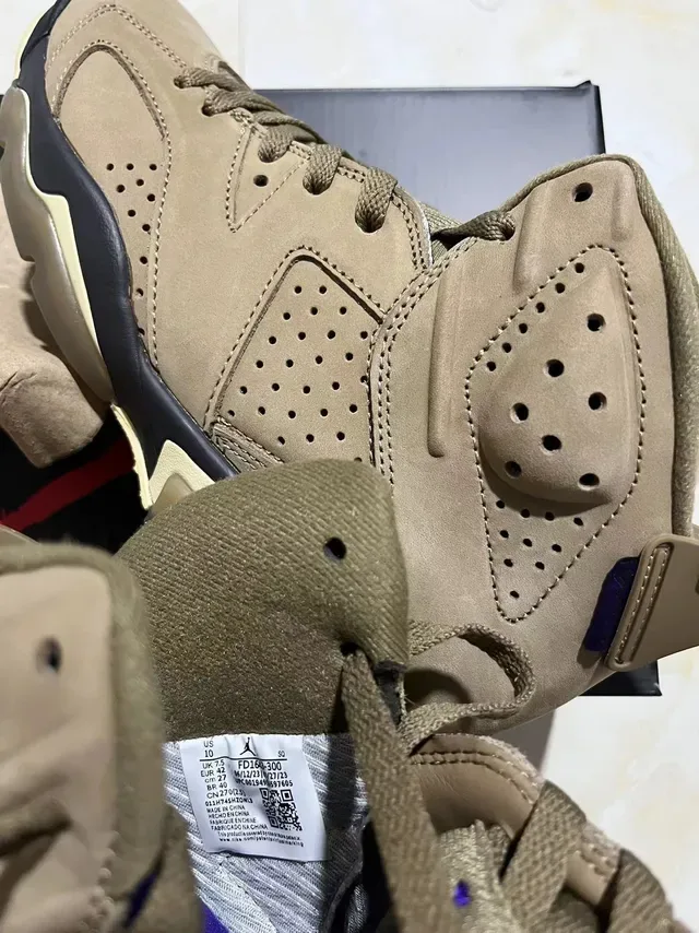 Air Jordan 6 Tan Beige Black Purple Tênis de Basquete 9