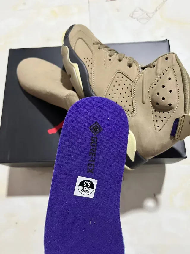 Air Jordan 6 Tan Beige Black Purple Tênis de Basquete 10