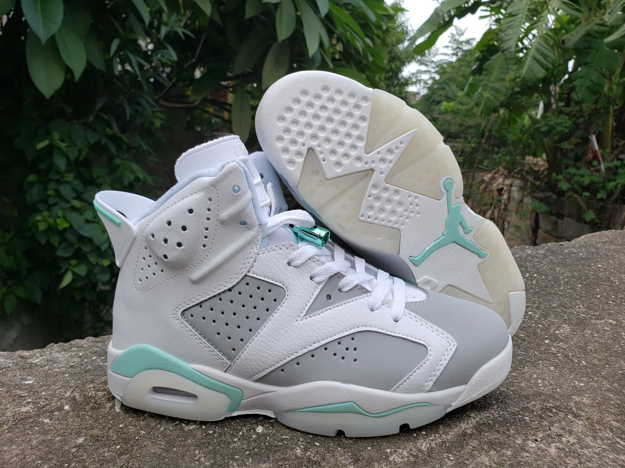 Air Jordan 6 White Gray Mint Green Basketball Shoes 6