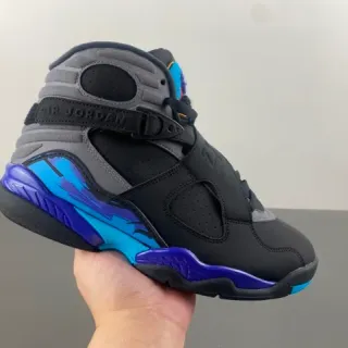 Air Jordan 8 Black Gray Blue Purple Basketball Shoes