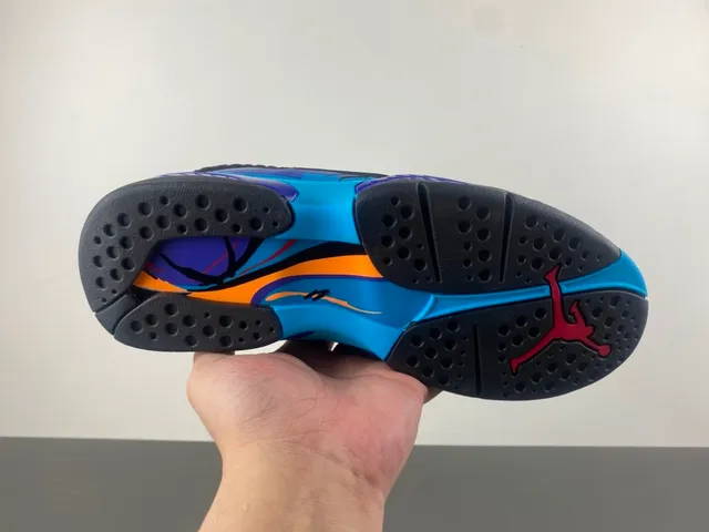 Air Jordan 8 Black Gray Blue Purple Basketball Shoes 7
