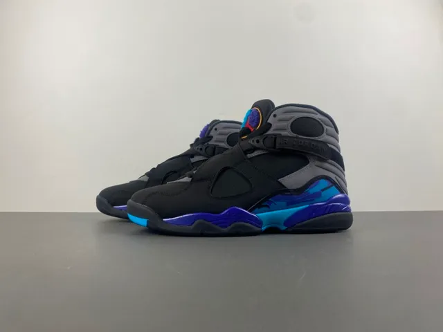 Air Jordan 8 Black Gray Blue Purple Basketball Shoes 8