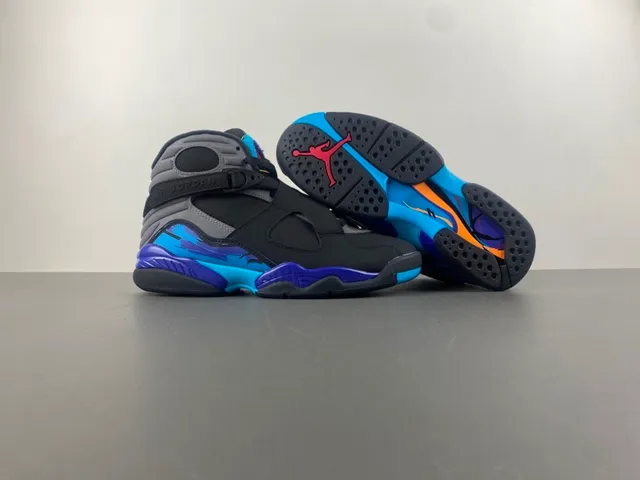 Air Jordan 8 Black Gray Blue Purple Basketball Shoes 10
