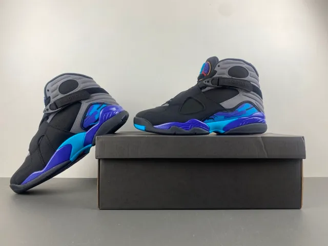 Air Jordan 8 Black Gray Blue Purple Basketball Shoes 13