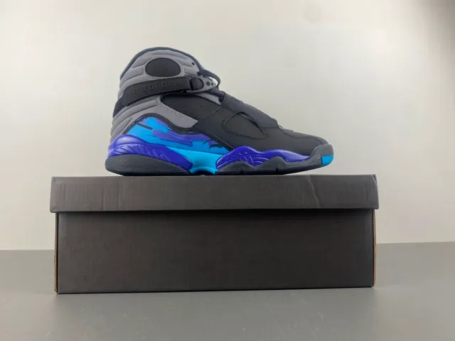 Air Jordan 8 Black Gray Blue Purple Basketball Shoes 14