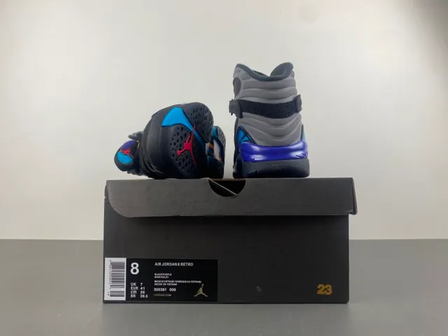 Air Jordan 8 Black Gray Blue Purple Basketball Shoes 15