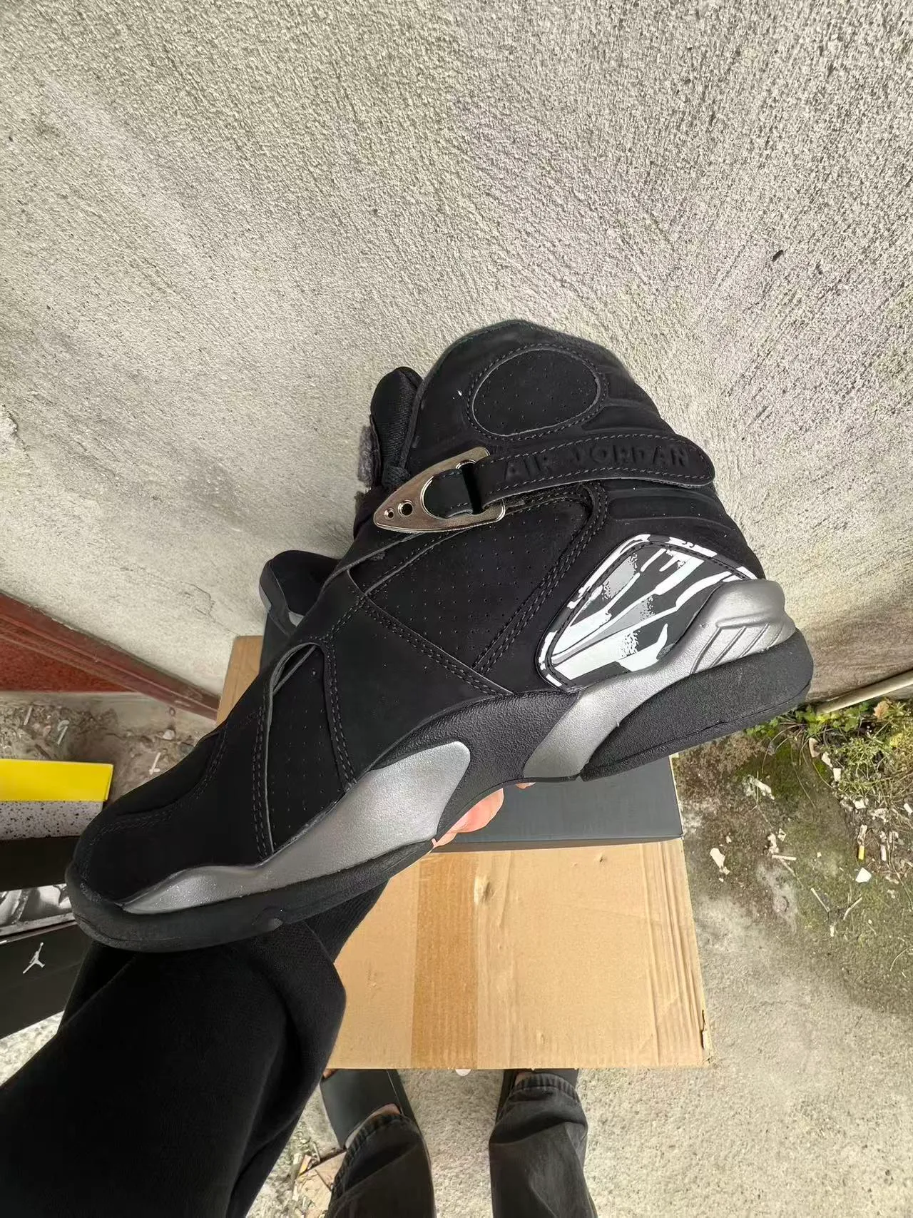 Air Jordan 8 Preto Metálico Prata Tênis de Basquete 7