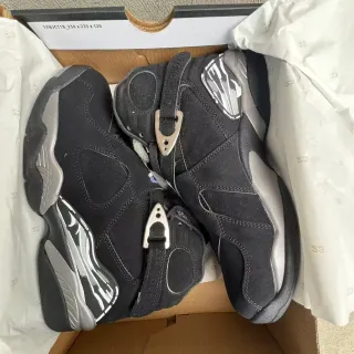 Air Jordan 8 Preto Metálico Prata Tênis de Basquete