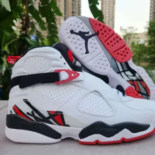 Air Jordan 8 White Black Red Basketball Shoes