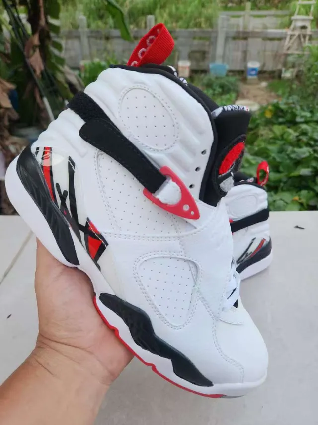 Air Jordan 8 White Black Red Basketball Shoes 2