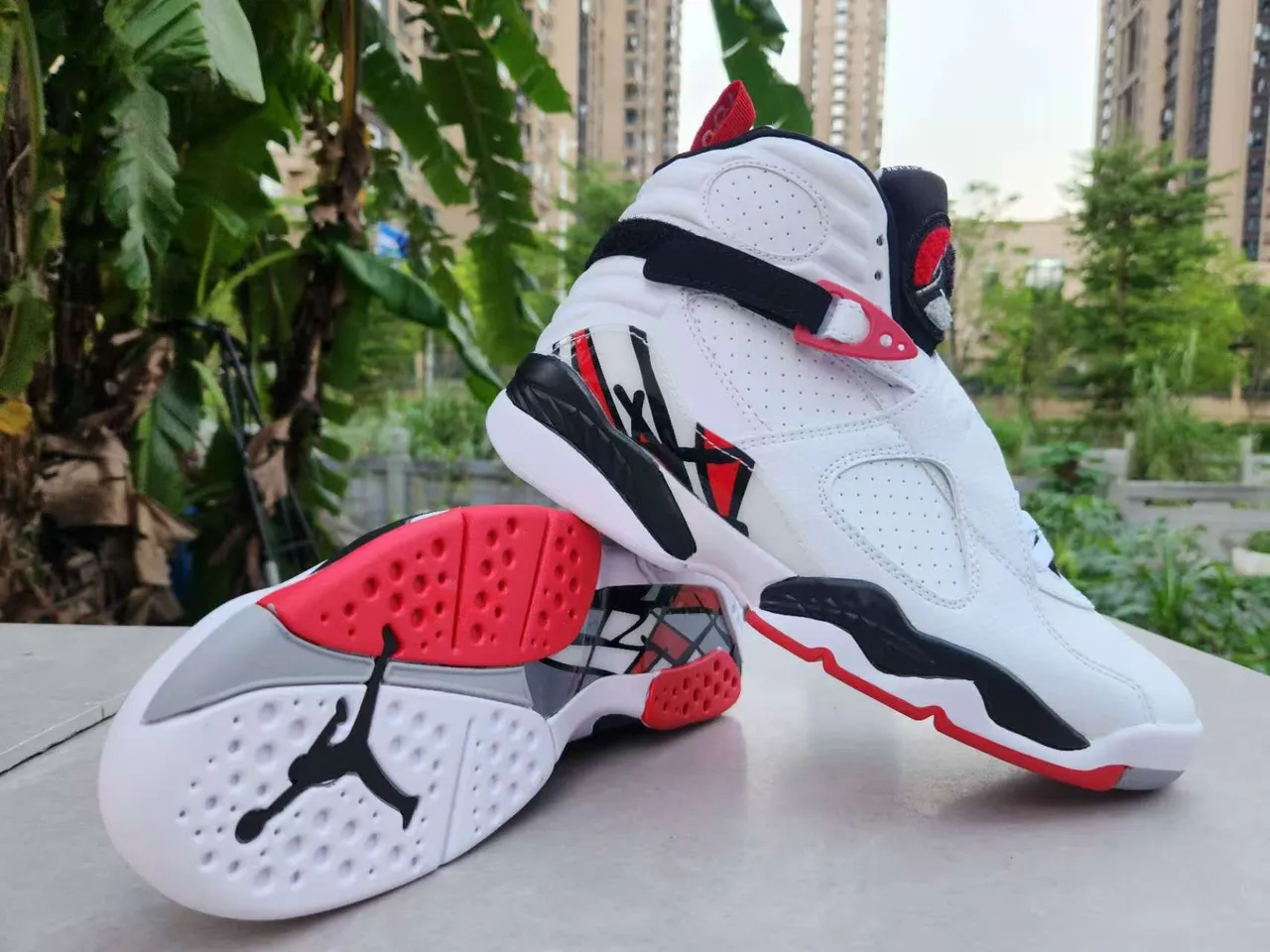 Air Jordan 8 White Black Red Basketball Shoes 6