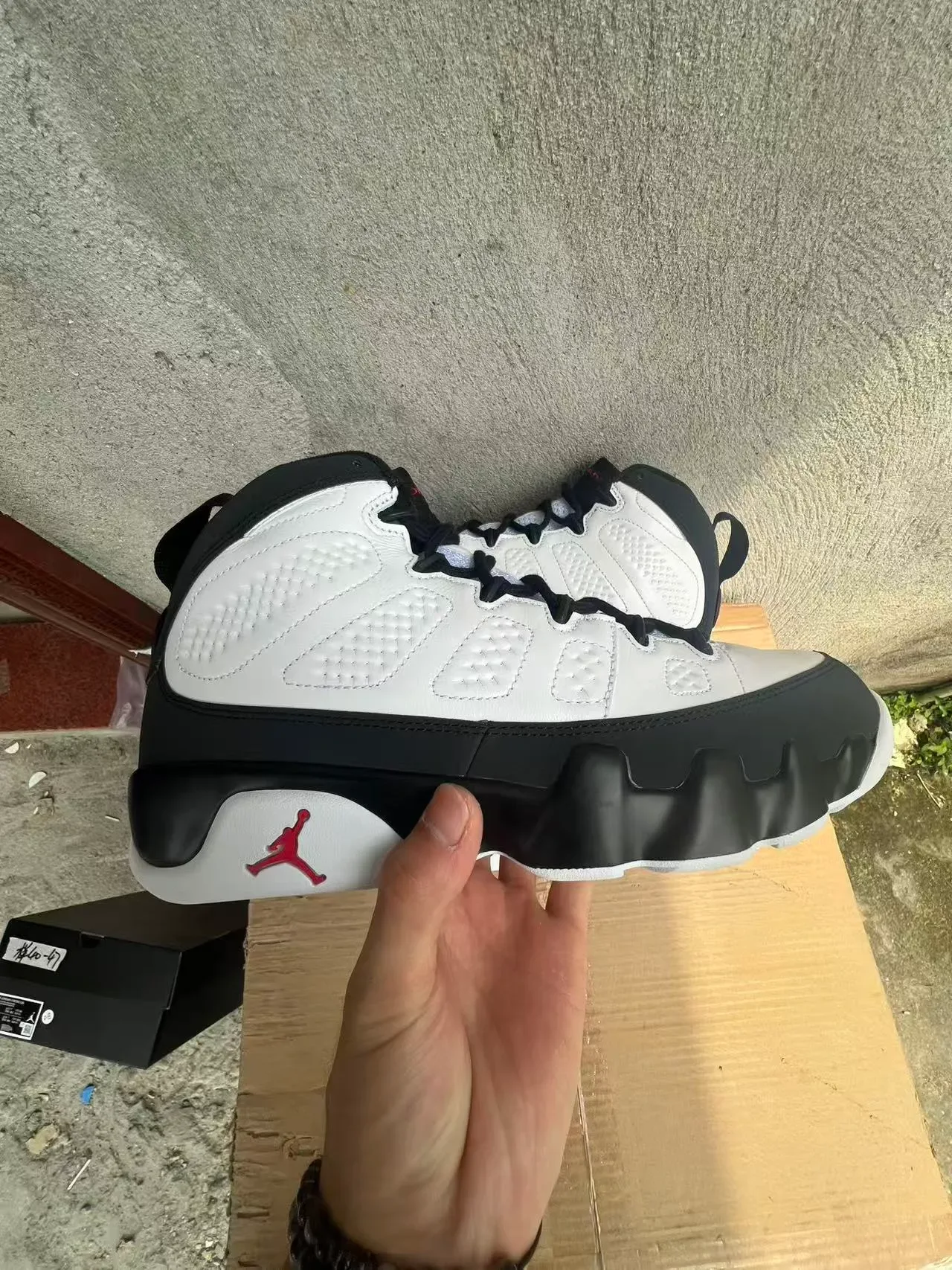 Air Jordan 9 White Black Light Blue Basketball Shoes 4
