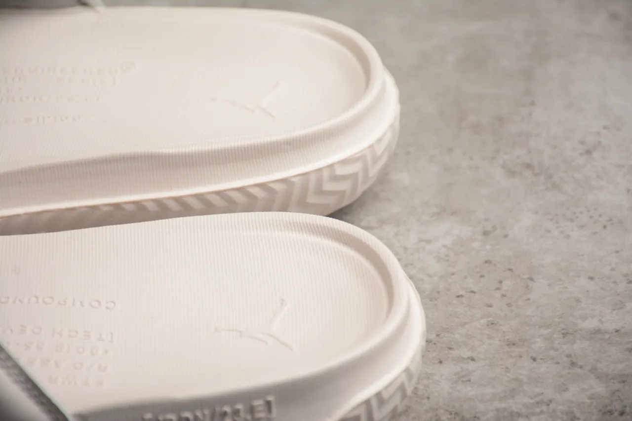 Air Jordan Beige Gray Molded Strap Perforated Upper Slippers 5